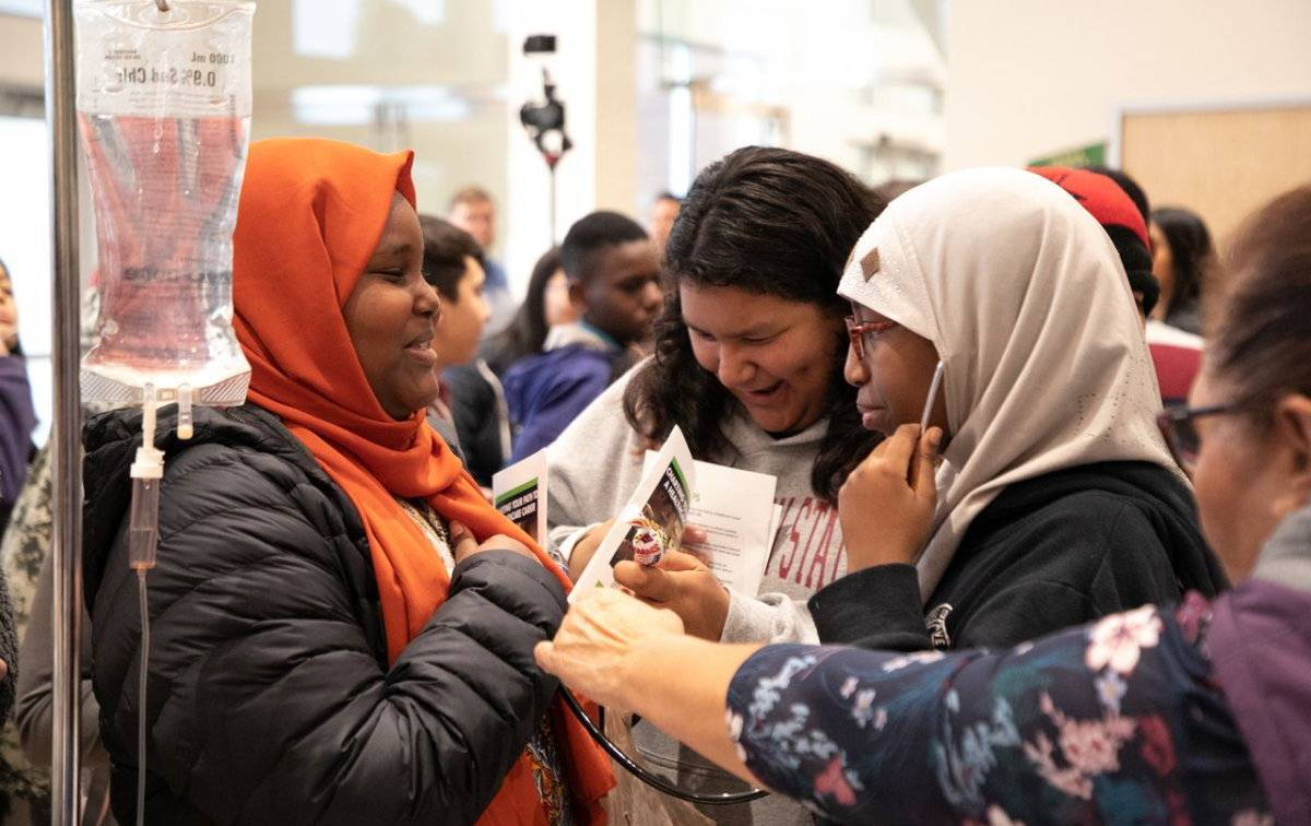 students at event