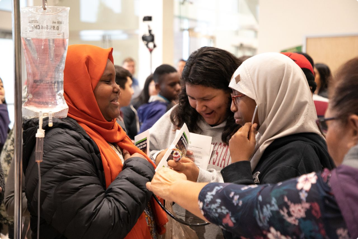 students at event